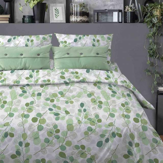 Комплект постельного белья Эвкалипт зеленый бязь - фото 1