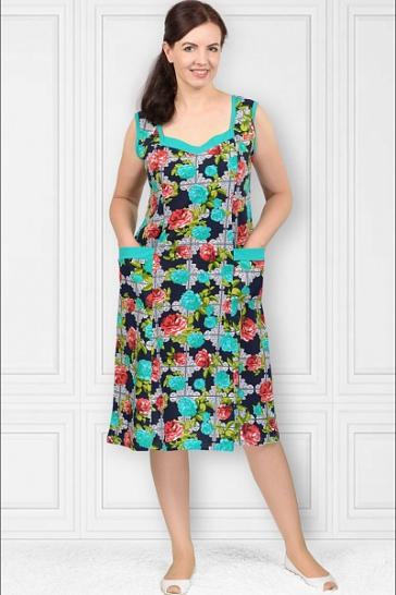 Сарафан с карманами, изумруд (470 вид 2) - фото 1