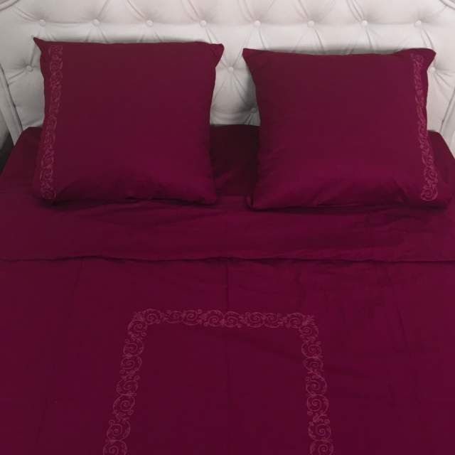 Комплект постельного белья Марсала с вышивкой вид 2 сатин - фото 2