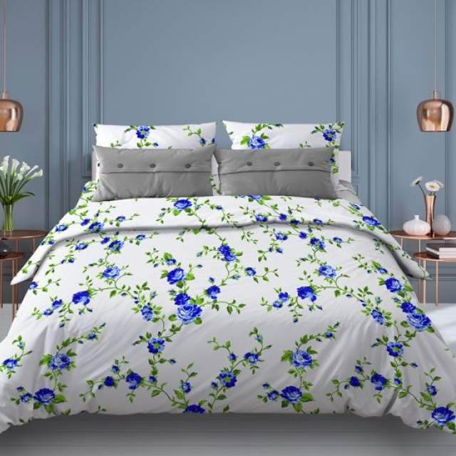 Комплект постельного белья Розы голубой бязь - фото 1