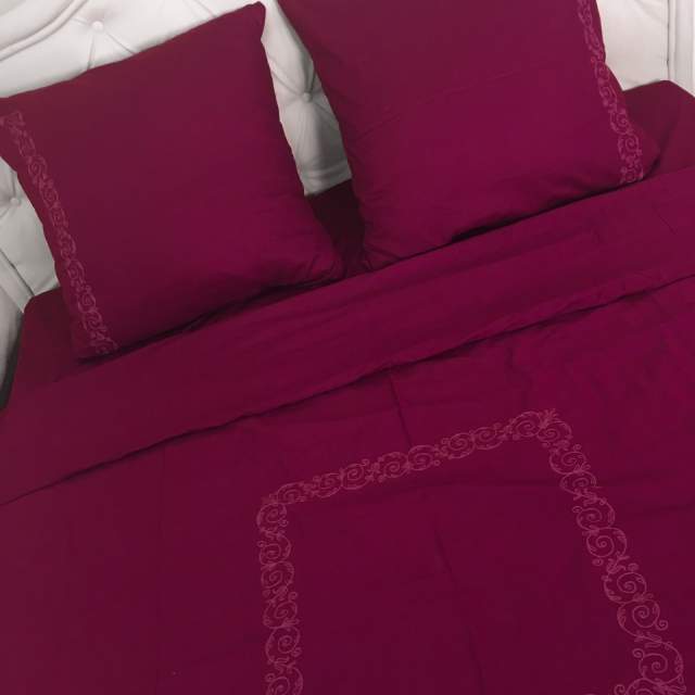 Комплект постельного белья Марсала с вышивкой вид 2 сатин - фото 5