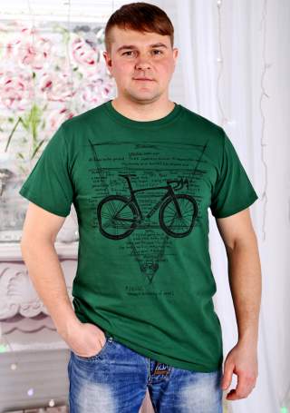 Футболка мужская Велосипед зеленый - фото 1