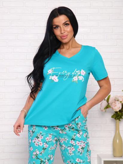 Костюм домашний с брюками, принт (00964, изумруд) - фото 4