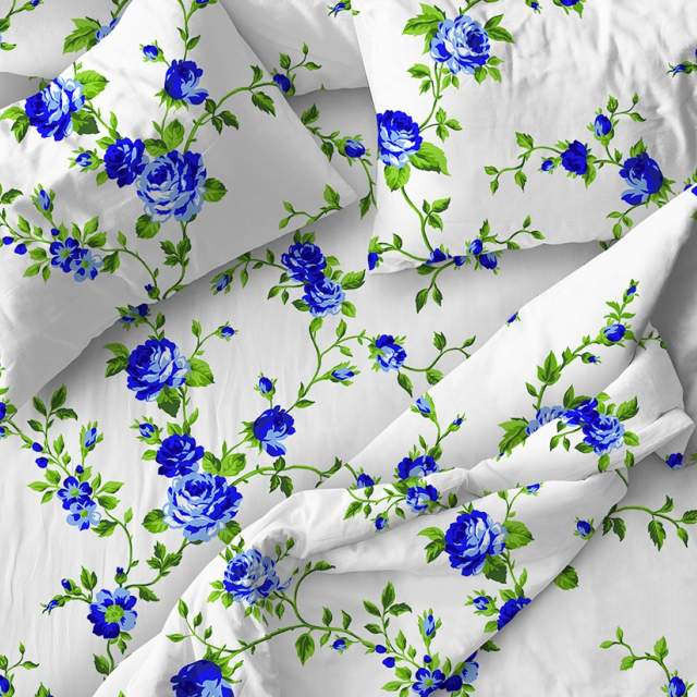 Комплект постельного белья Розы голубой бязь - фото 2