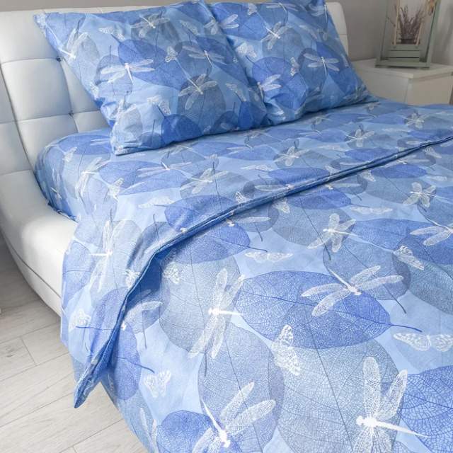 Комплект постельного белья Стрекозы голубой бязь - фото 3