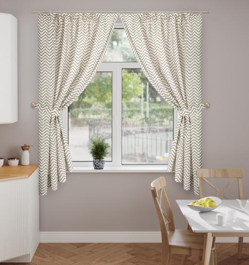 Шторы короткие с подхватами Зигзаг серый - фото 1