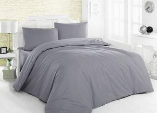 Комплект постельного белья Агат серый сатин - фото 1