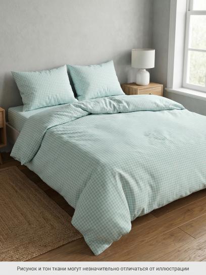 Комплект постельного белья Клеточка мятный бязь - фото 1