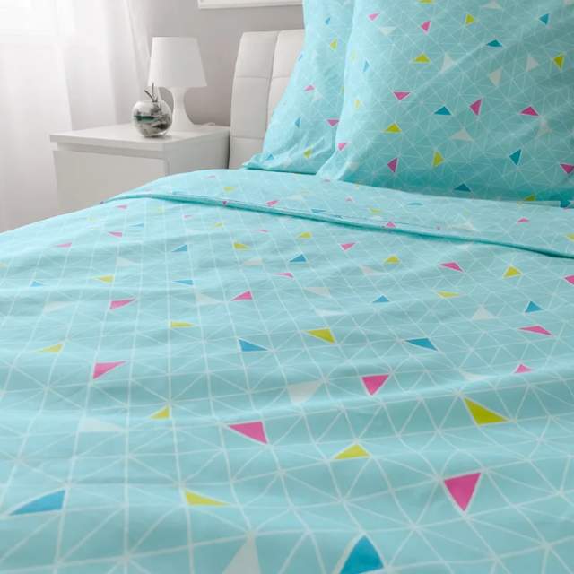 Комплект постельного белья Треугольники бирюзовый бязь - фото 3