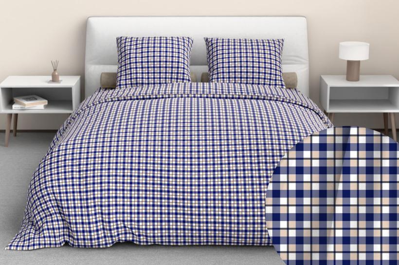 Комплект постельного белья Лайн синий бязь - фото 1