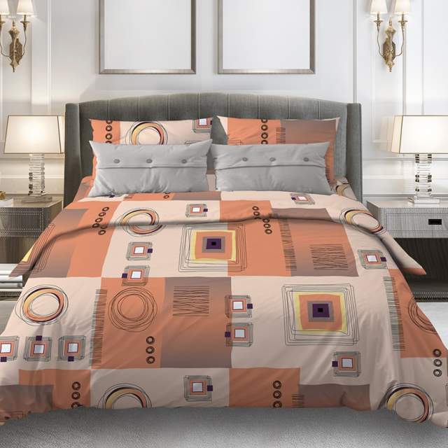 Комплект постельного белья Графика оранжевый бязь - фото 1