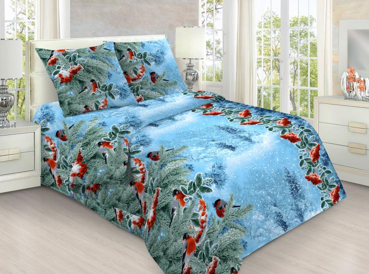 Простыня Снегири 3D бязь - фото 1