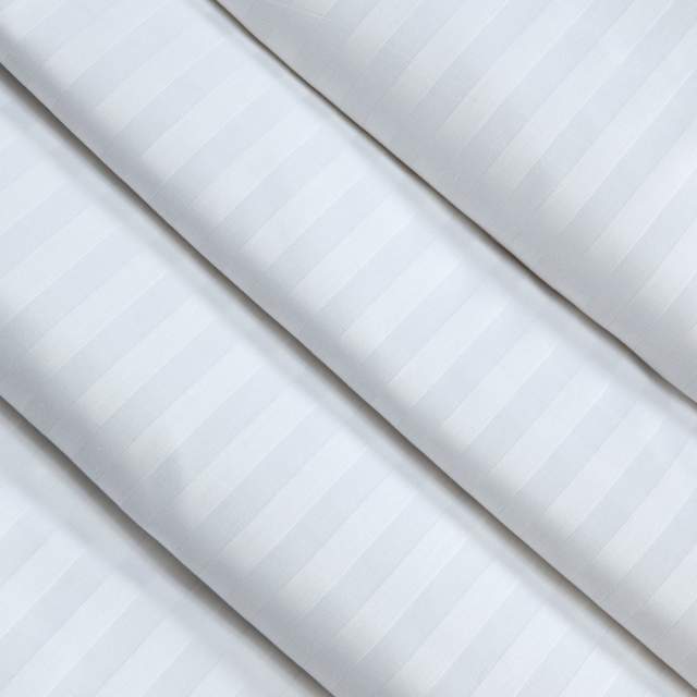 Комплект постельного белья Жемчужина белый страйп сатин с простынёй на резинке - фото 2