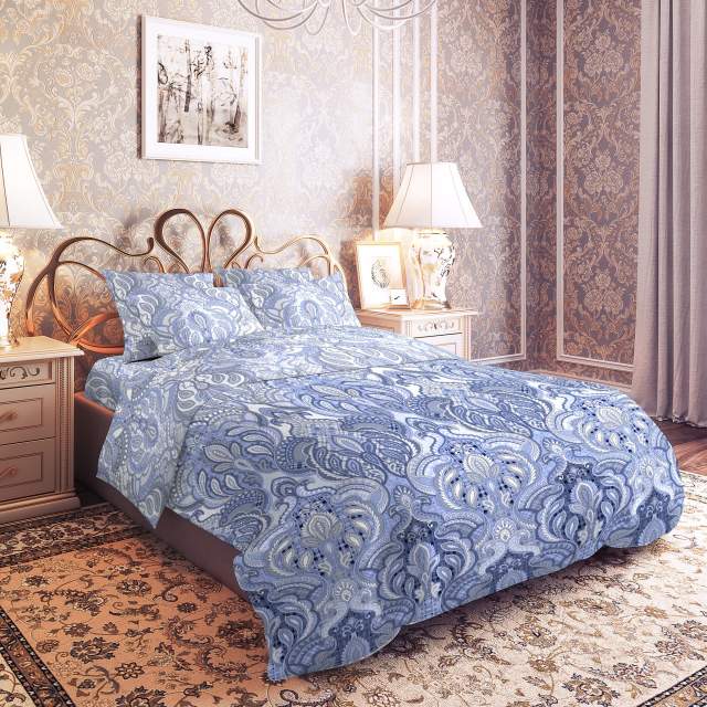 Комплект постельного белья Лиза синий бязь - фото 1
