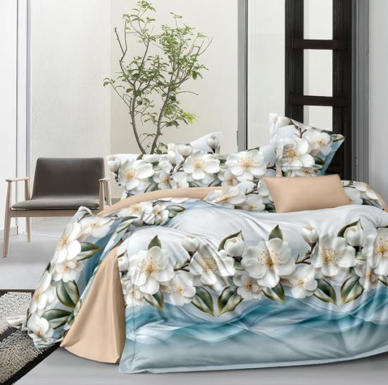 Комплект постельного белья Акварель цветов сатин - фото 1