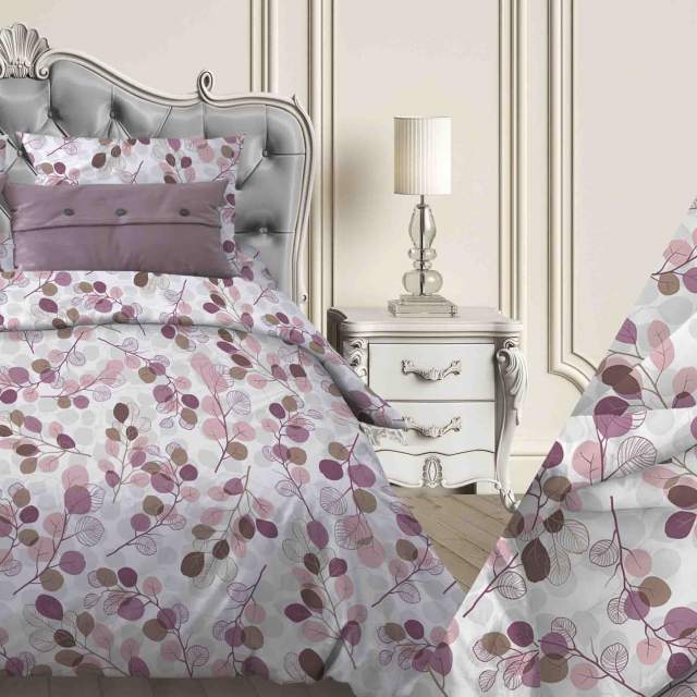 Комплект постельного белья Эвкалипт розовый бязь - фото 1