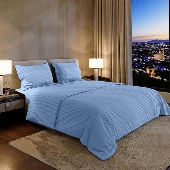 Простыня Шпинель небесный страйп-сатин - фото 1