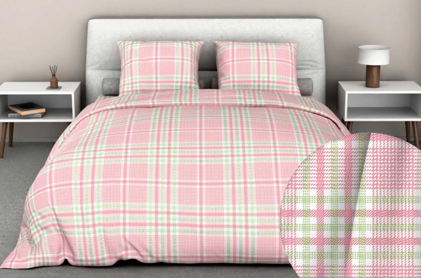 Наволочка Тартан розовый бязь - фото 1