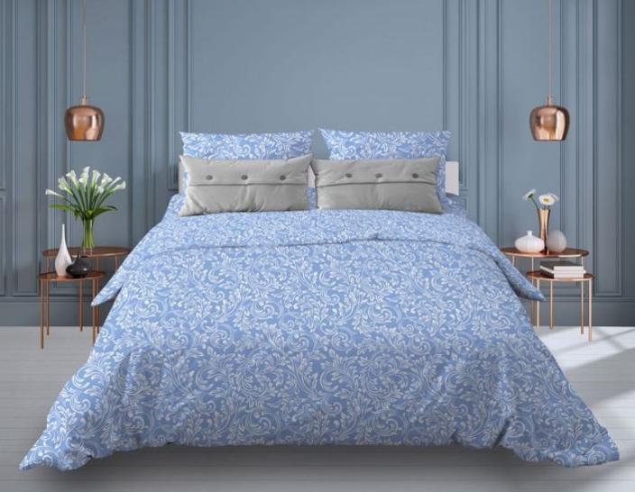 Наволочка Завиток голубой бязь - фото 1