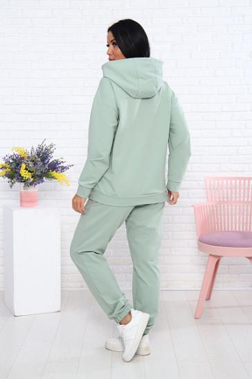 Костюм с брюками, футер с лайкрой 2-х нитка, светлая олива (907-8 вид 2) - фото 2