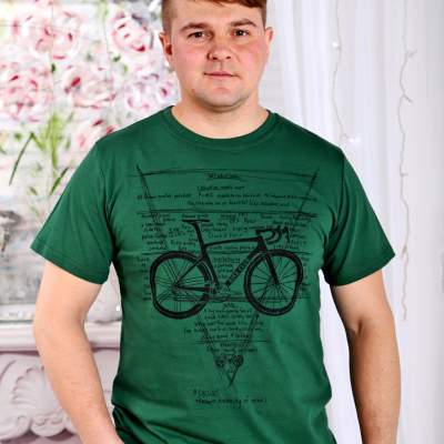 Футболка мужская Велосипед зеленый - фото 1
