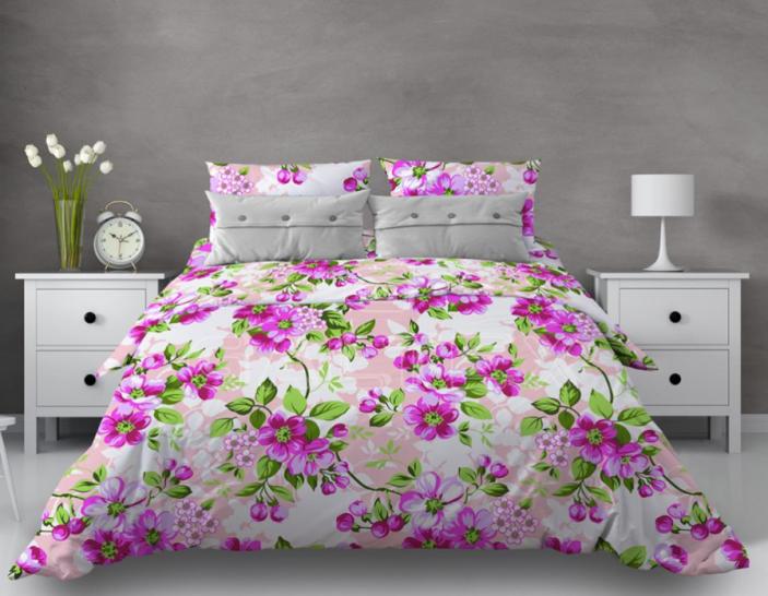 Комплект постельного белья Яблоневый цвет розовый бязь - фото 1