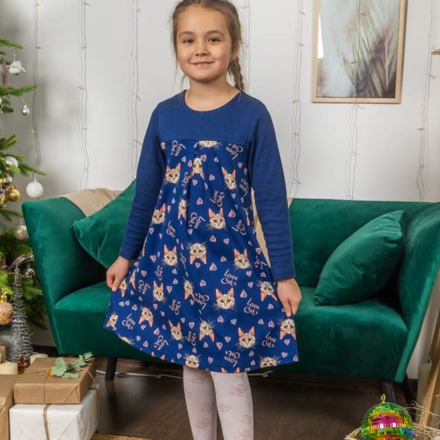 Платье для девочек Лили вид 3 синий - фото 1
