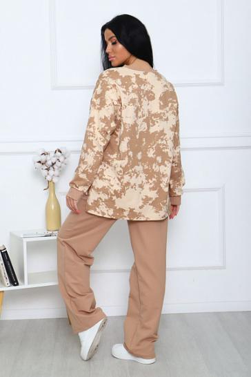 Костюм с брюками, принт (00963 вид 2, бежевый) - фото 2