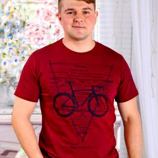 Футболка мужская Велосипед бордовый - фото 1