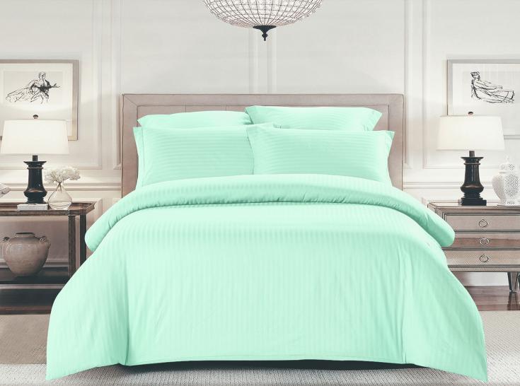 Наволочка на молнии Шпинель мятный страйп-сатин - фото 1