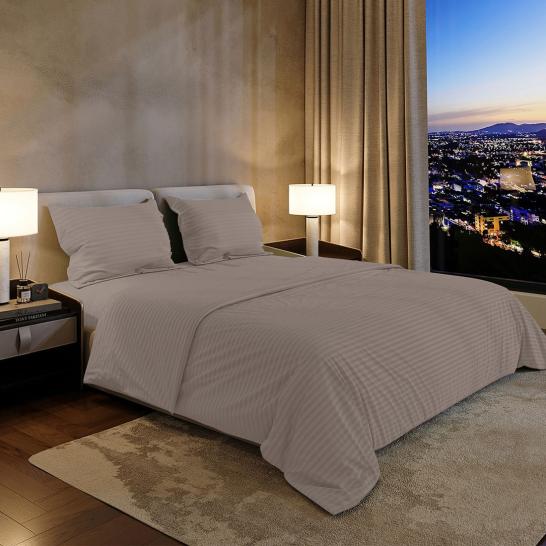 Комплект постельного белья Шпинель тауп страйп-сатин - фото 2