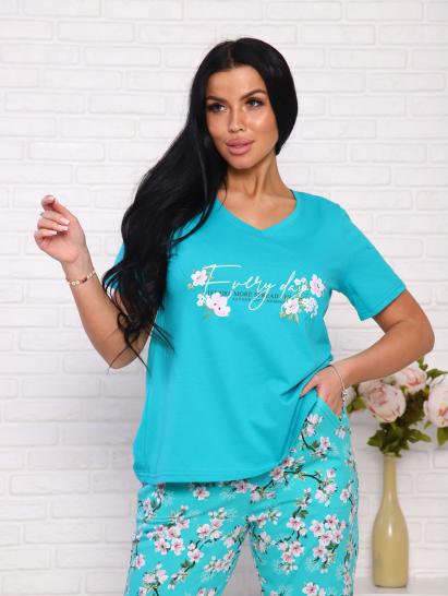 Костюм домашний с брюками, принт (00964, изумруд) - фото 3