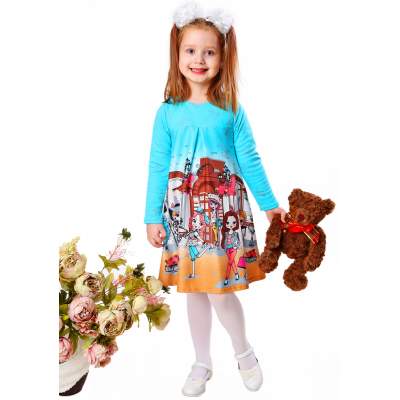 Платье для девочек Лили бирюзовый - фото 1