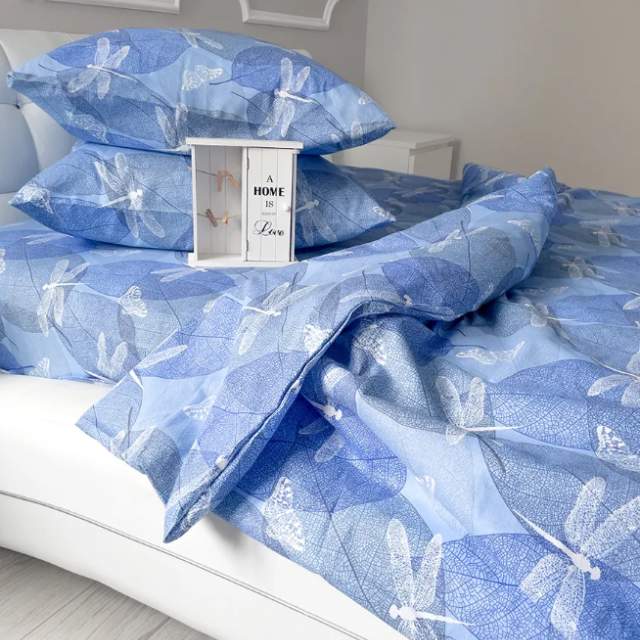 Комплект постельного белья Стрекозы голубой бязь - фото 4