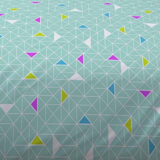 Ткань Треугольники бирюзовый Бязь 150 см  - фото 1