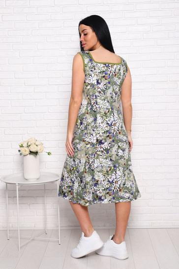 Сарафан с карманами (00981 вид 2, зеленый) - фото 2