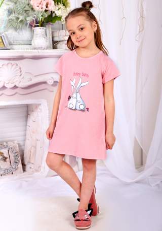 Сорочка детская Два влюбленных зайца розовый - фото 1