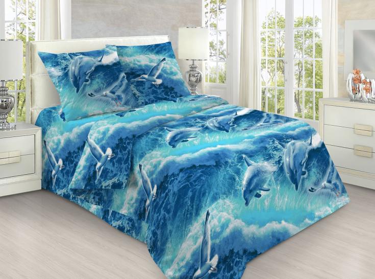 Простыня Дельфины 3D бязь - фото 1