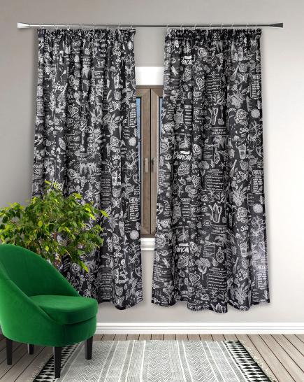 Шторы короткие с подхватами Стрекоза черная - фото 5