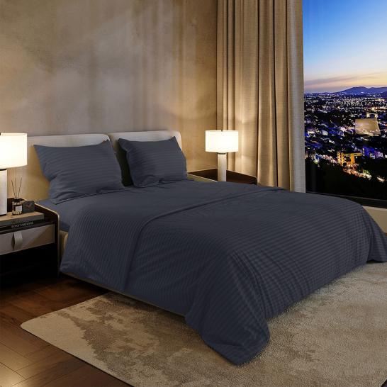 Комплект постельного белья Шпинель антрацит страйп-сатин - фото 5