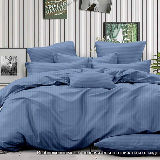 Комплект постельного белья Жемчужина голубой страйп-сатин - фото 1