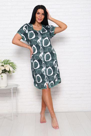 Халат женский на молнии с карманами (00976 вид 2, зеленый) - фото 1