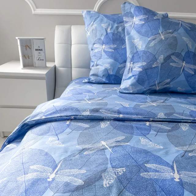 Комплект постельного белья Стрекозы голубой бязь - фото 2