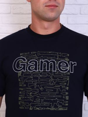 Футболка мужская, принт "Gamer", темно-синий (816-1) - фото 7