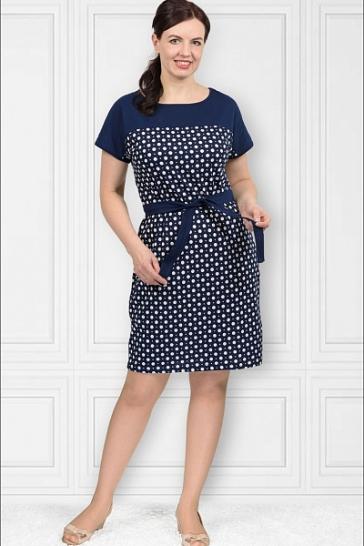 Платье с поясом, горошек (454 вид 2) - фото 1