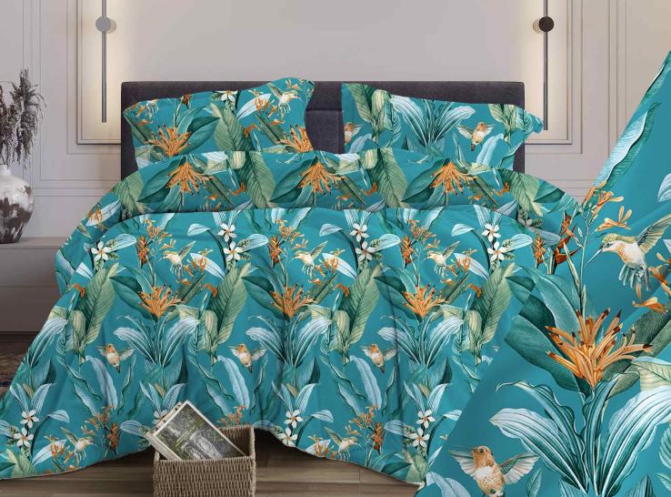 Комплект постельного белья Джунгли бирюзовый бязь - фото 1