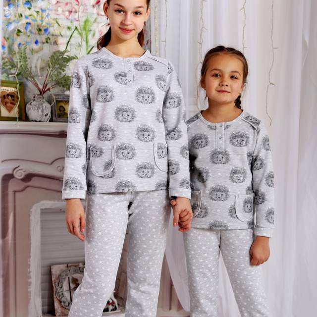 Пижама для девочек Лидия серый - фото 2