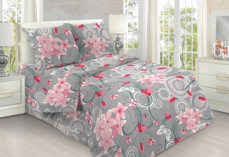 Наволочка Орхидея серый бязь - фото 1