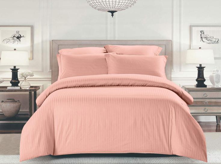 Комплект постельного белья Шпинель тропический персик страйп-сатин - фото 2