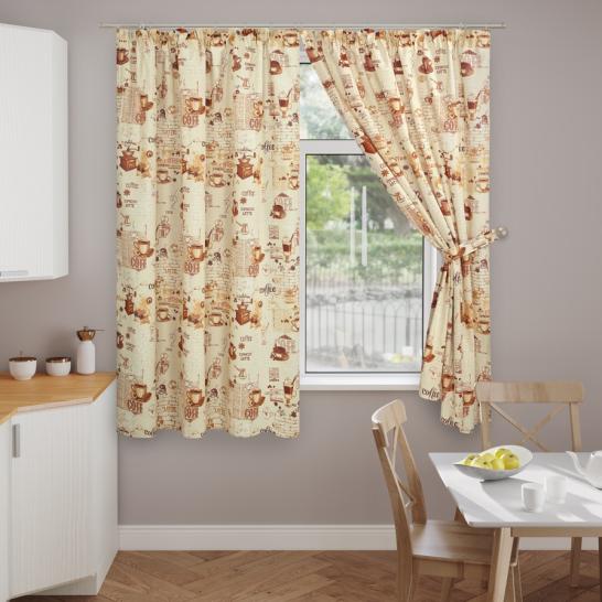 Шторы короткие с подхватами Кофемания - фото 2